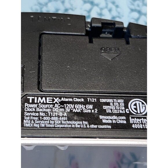 TIMEX T121-B-A Black/Silver Digital Alarm Clock W/ Red Display It Works - Picture 7 of 7
